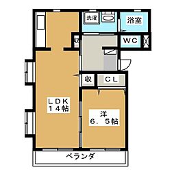 ラピタブレッサ 1LDKの間取図画像
