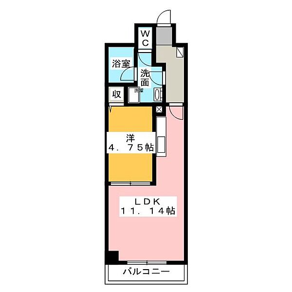 サウスコート ｜静岡県浜松市中央区海老塚１丁目(賃貸マンション1LDK・4階・37.16㎡)の写真 その2