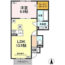 Ｄ－ＲＯＯＭ篠原町 207 ｜ 静岡県浜松市中央区篠原町2124、2125、2126（賃貸アパート1LDK・2階・47.27㎡） その2