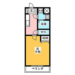 グレイス・ベル 1Kの間取図画像