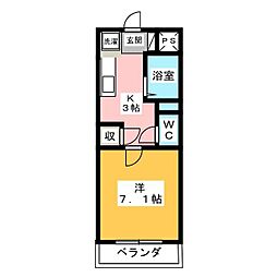 アーク西伊場 1Kの間取図画像