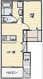 浜松市中央区坪井町アパート 1LDKの間取図画像