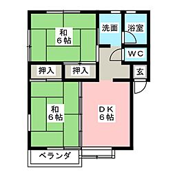 サンハイツ3 2DKの間取図画像