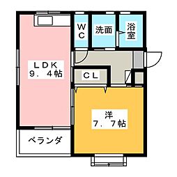 ハーヴェスト6 1LDKの間取図画像