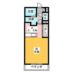 ヴァンベール ワンルームの間取図画像