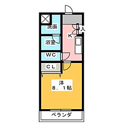 SkyCity元浜 1Kの間取図画像
