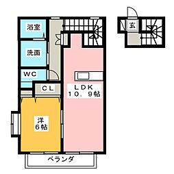 プリントス2 1LDKの間取図画像