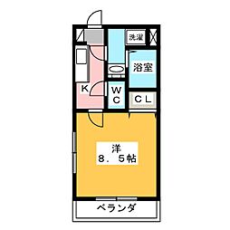 ベルク 1Kの間取図画像