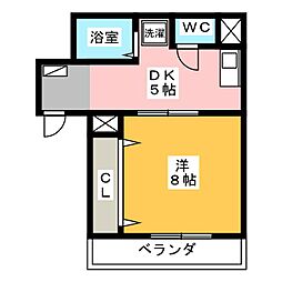 OpusThree 1Kの間取図画像