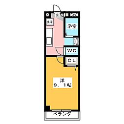 TKマンション中央1 1Kの間取図画像