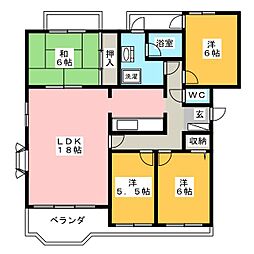 バーディ蜆塚 4LDKの間取図画像