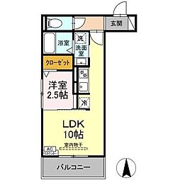 D-Hills野口 1LDKの間取図画像