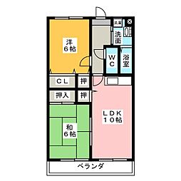 MANSION紫雲E 2LDKの間取図画像
