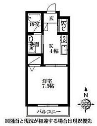 アーバンヒルズ元浜 1Kの間取図画像