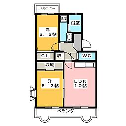 サンパレス・S 2LDKの間取図画像