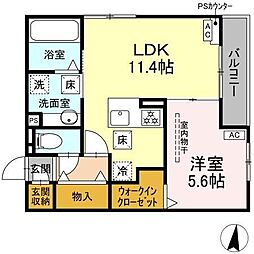 D-Hills西浅田 1LDKの間取図画像