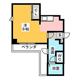 メゾンドール ワンルームの間取図画像