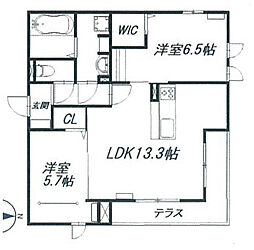フロイデミーツ曳馬 2LDKの間取図画像