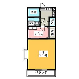 クレアトゥール・1 1Kの間取図画像