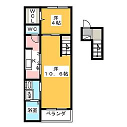 リバーサイド桜坂 2Kの間取図画像