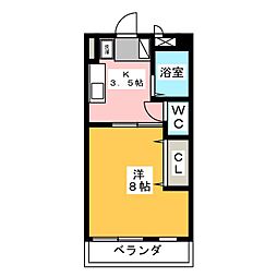 OpusThree 1Kの間取図画像