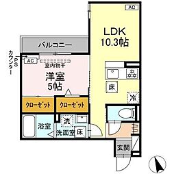 D-Hills龍禅寺III 1LDKの間取図画像
