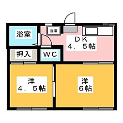 フォーブルあおやま 2DKの間取図画像