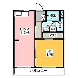 リバーK&T2 1LDKの間取図画像