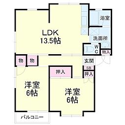 ハイツグリーンB 3DKの間取図画像