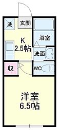 グラーヴェ幸 1Kの間取図画像