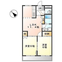 フルークハーフェン 2LDKの間取図画像