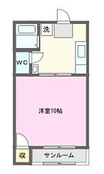 ヒルズ北山 1Kの間取図画像