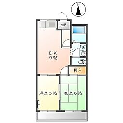 ロイヤルヒルズ高丘 2LDKの間取図画像
