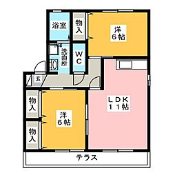 セジュールモアA 2LDKの間取図画像