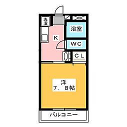 恵愛ハイツ 1Kの間取図画像