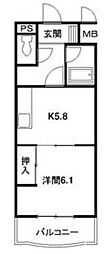 あぷと長坂 1DKの間取図画像
