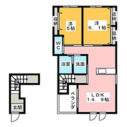 カーサマグノリア 2LDKの間取図画像