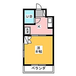 スカイアートハラ 1Kの間取図画像