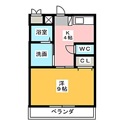 テラスホーエー 1Kの間取図画像