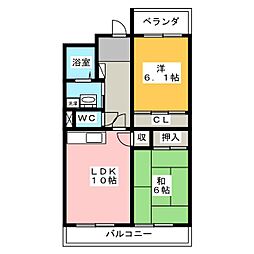 グローリー 2LDKの間取図画像