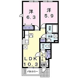 プリムローズ2 2LDKの間取図画像