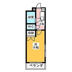 メゾンポプリ 1Kの間取図画像