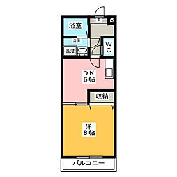 メイプルバンク 1DKの間取図画像