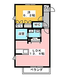 アカンサス3 1LDKの間取図画像