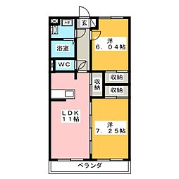 美幸の郷北の館 2LDKの間取図画像