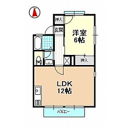 リュミエールA 1LDKの間取図画像