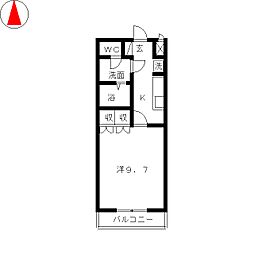 エスプリド伎倍 1Kの間取図画像