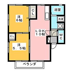 エスポワールA 2LDKの間取図画像