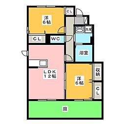ロイヤルタウン染地台A 2LDKの間取図画像