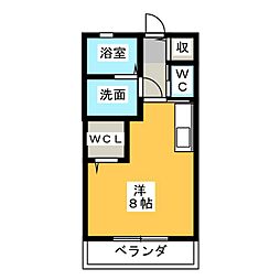 クレマチスA ワンルームの間取図画像